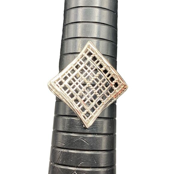 Sterling silver 925 mesh adjustable plaid ring - Picture 4 of 9